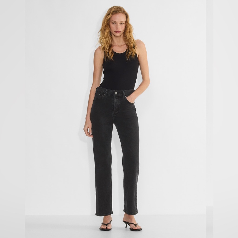 Denim Forum The Arlo High Rise Straight Jean in Black Size 26 x 26 L
